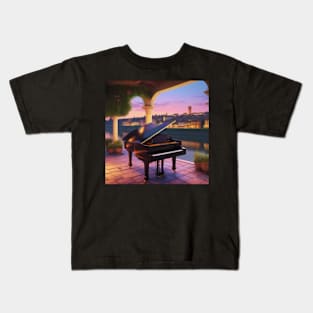 A Grand Piano In A Picturesque Scene in Florence Italy At Dusk Kids T-Shirt